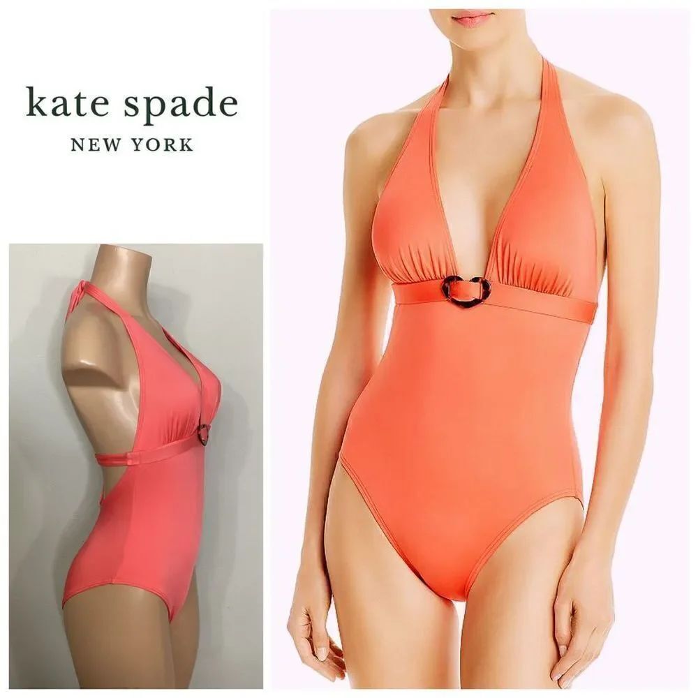 New. Kate Spade Heart-Buckle Halter One-Piece. Normally $139